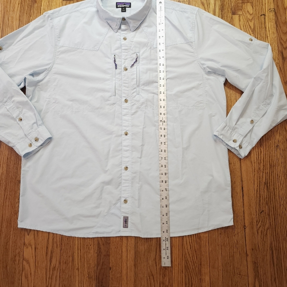 Patagonia Sun Stretch Mens Shirt Size XXL Long Sleeve Button Down Blue - Picture 4 of 7